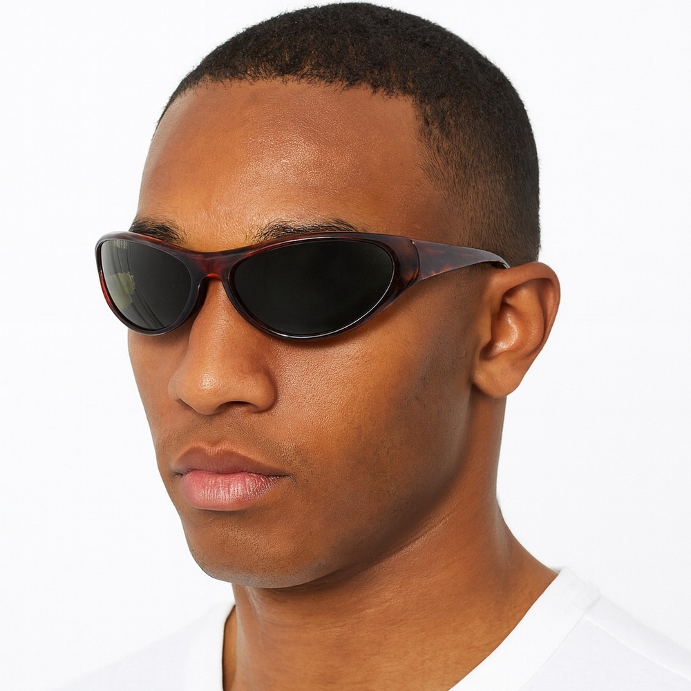 Haven Tortoise Shell Wrap-Around Sunglasses Dark Lens Vintage Y2K Style - Picture 1 of 10